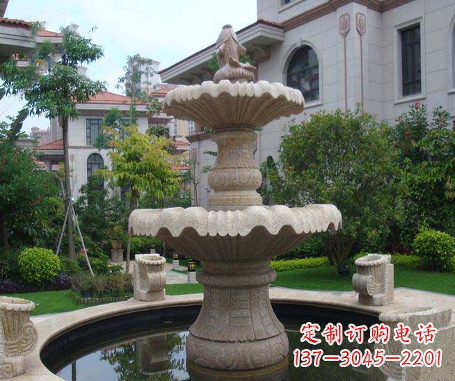 浙江别墅景观石雕多层喷泉雕塑