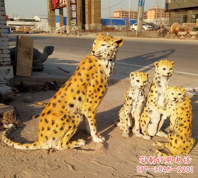 浙江玻璃钢仿真豹子雕塑
