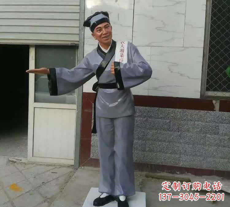 浙江玻璃钢仿真店小二雕塑
