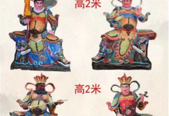 浙江玻璃钢彩绘四大天王雕塑宏伟壮观的艺术珍品