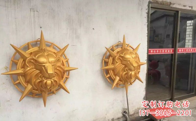 浙江玻璃钢狮子头雕塑——精美景观装置