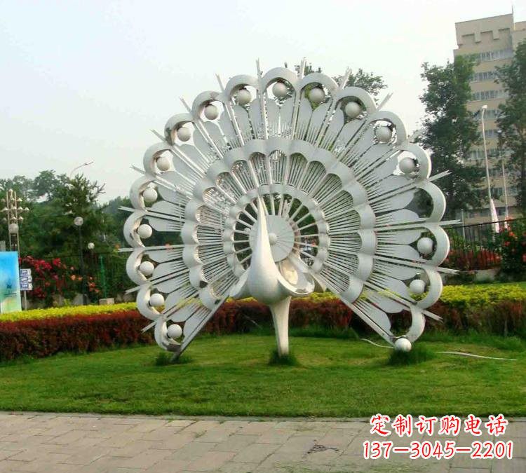 浙江不锈钢抽象动物孔雀雕塑