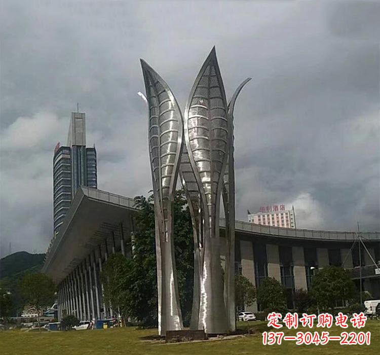 浙江不锈钢公园大型树叶雕塑精美绝伦