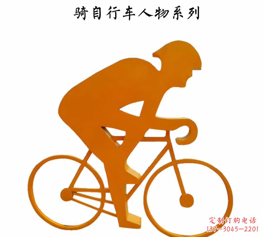 浙江不锈钢公园骑自行车人物雕塑