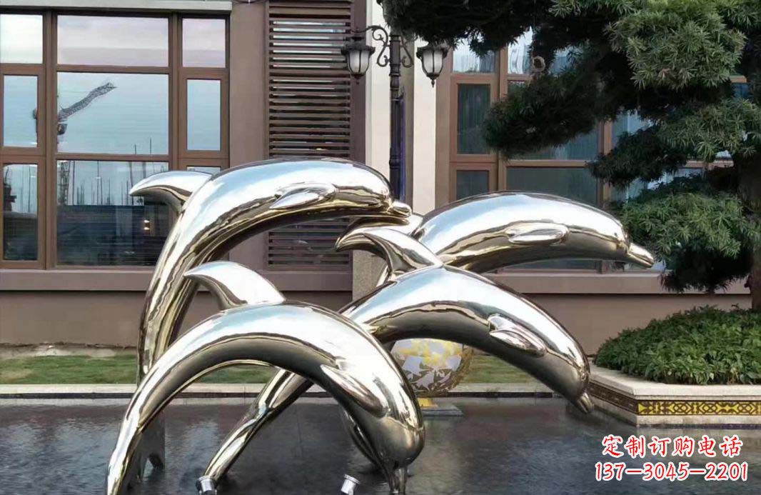 浙江不锈钢海豚跳跃雕塑精美绝伦