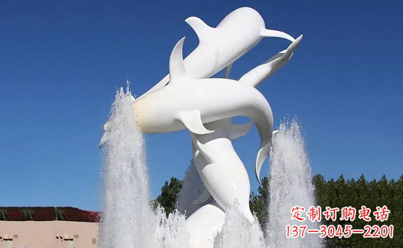 浙江不锈钢海豚喷泉雕塑传递海豚的美丽