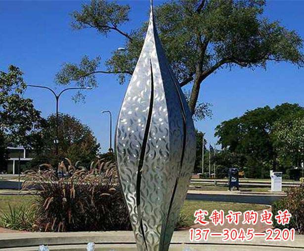 浙江不锈钢花骨朵喷泉雕塑精致细节展现精美艺术