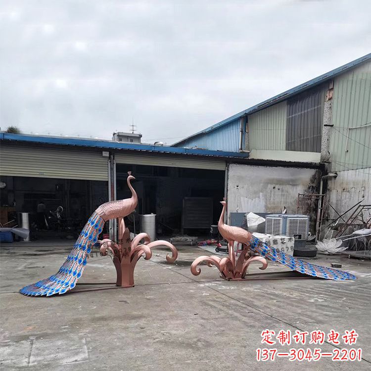 浙江不锈钢孔雀彩色雕塑
