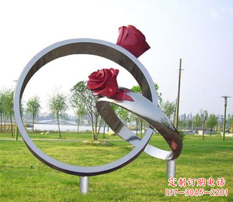 浙江不锈钢玫瑰戒指雕塑