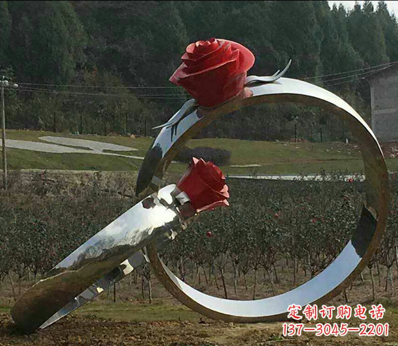 浙江不锈钢玫瑰雕塑精美的艺术珍品