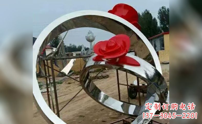 浙江不锈钢玫瑰花戒指雕塑