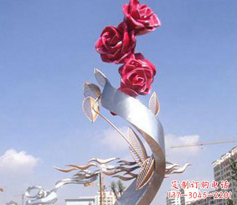 浙江不锈钢玫瑰雕塑精美的艺术品