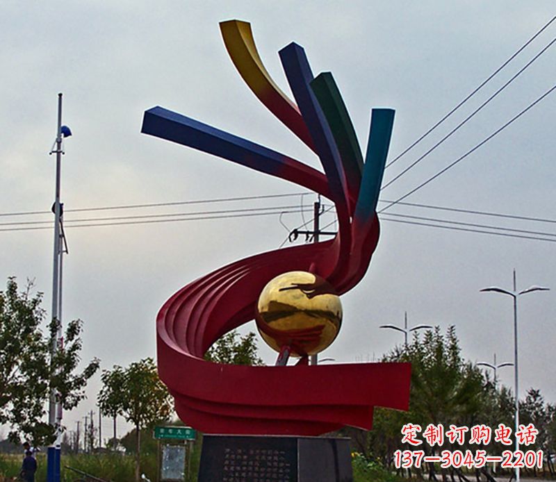浙江不锈钢飘带雕塑艺术与自然的完美结合