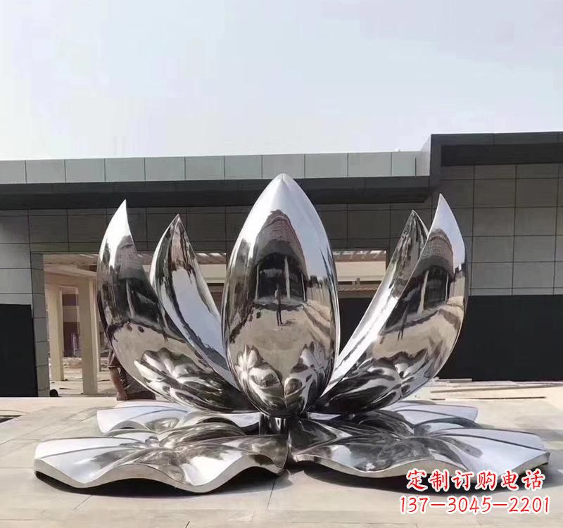 浙江不锈钢现代镜面荷花雕塑精美绝伦