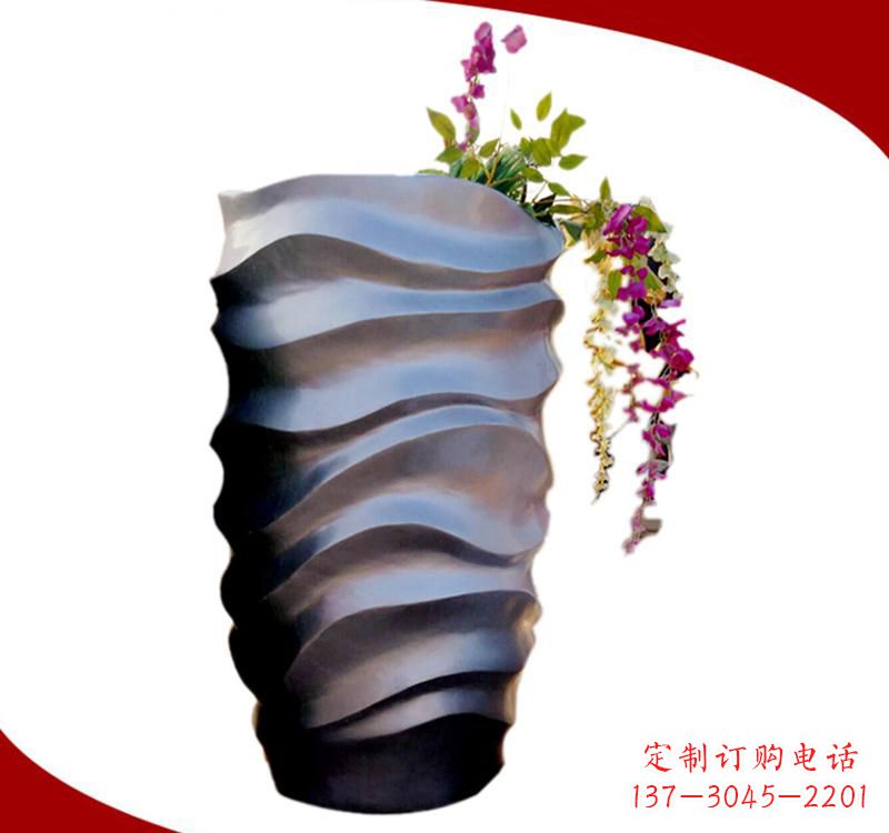 浙江不锈钢校园景观花盆雕塑美化校园环境