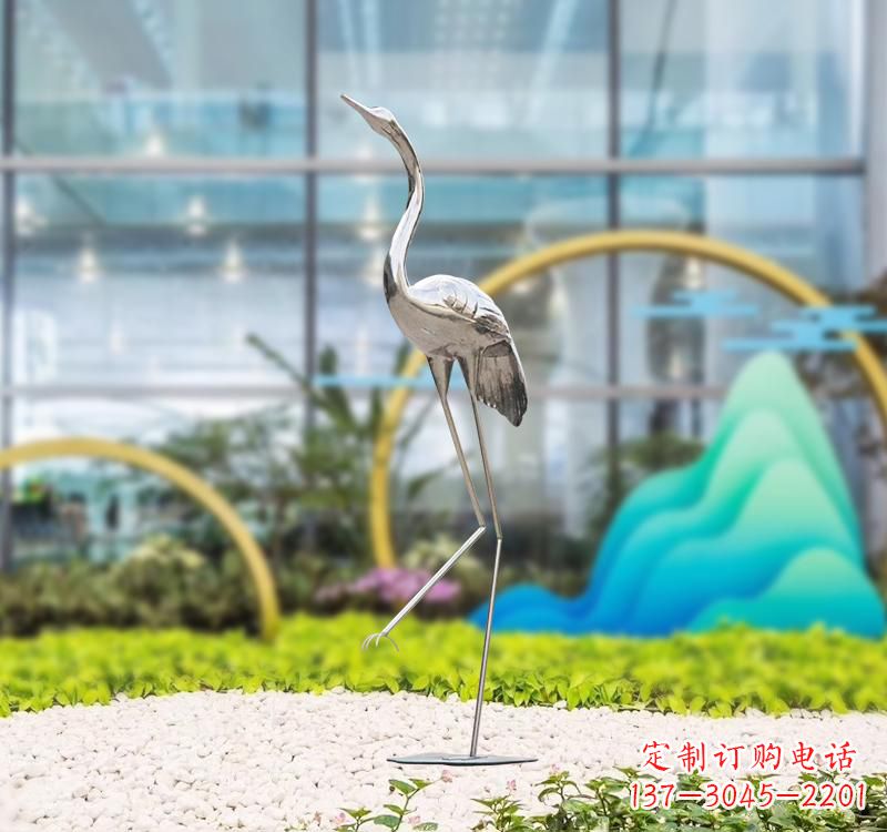 浙江不锈钢展翅仙鹤雕塑