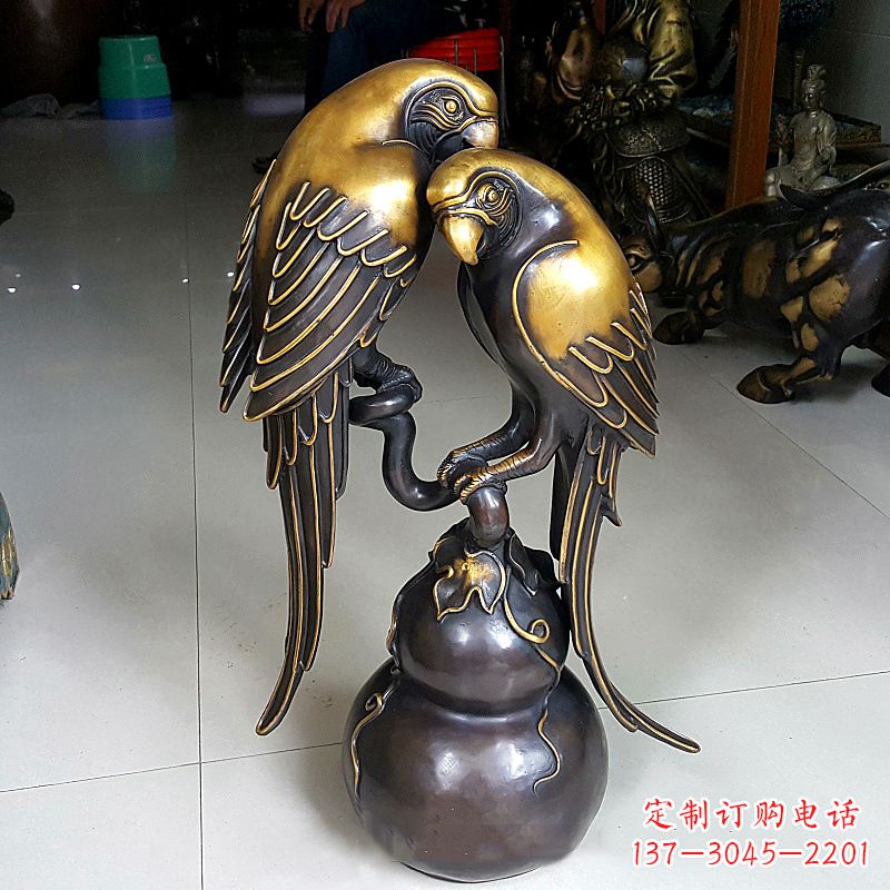 浙江纯铜铸造鹦鹉雕塑