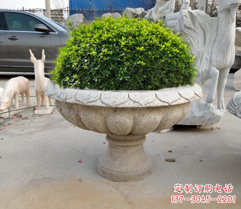 浙江优雅大理石花盆雕塑