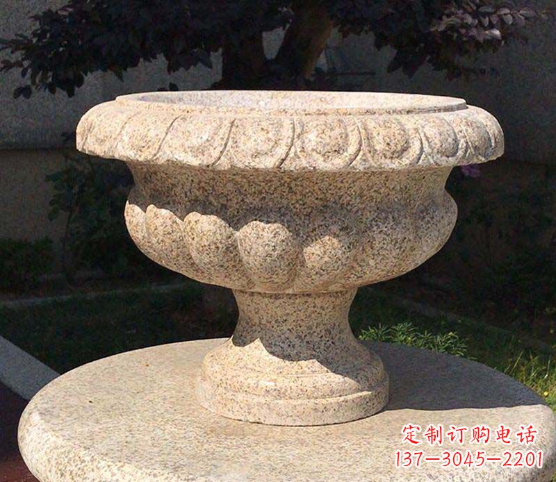 浙江大理石花钵公园花盆石雕