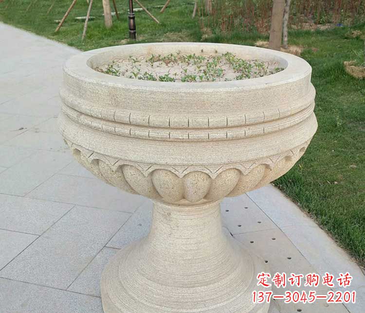 浙江大理石花盆石雕