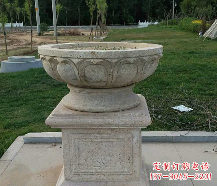 浙江大理石花盆石雕