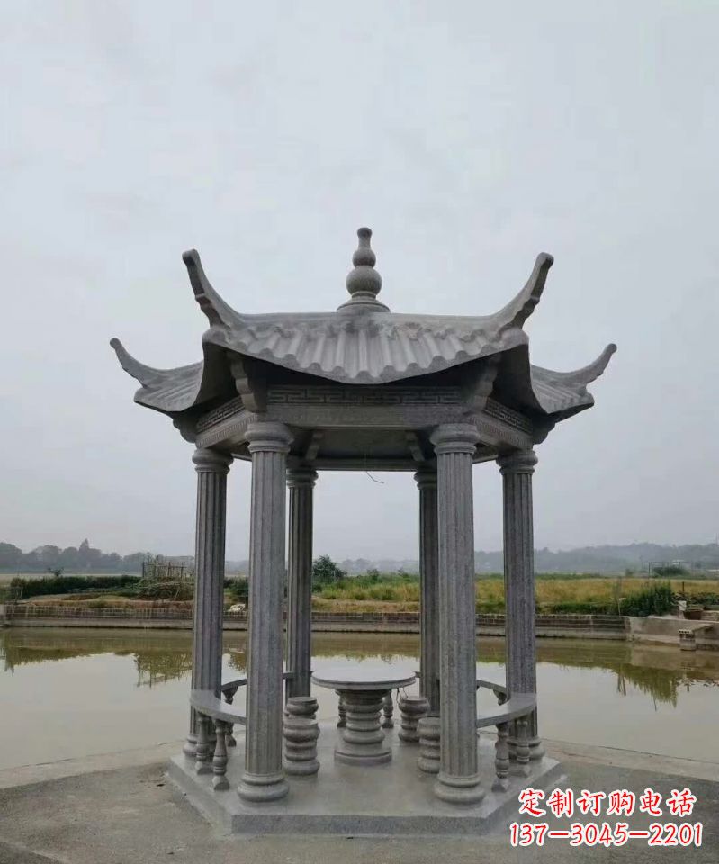 浙江大理石凉亭石雕塑，优雅经典无双