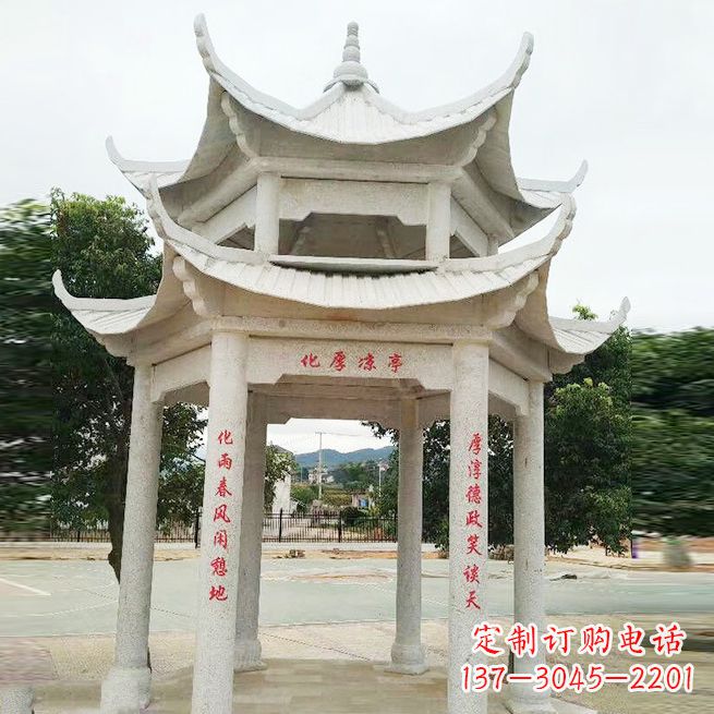 浙江大理石凉亭双层雕塑