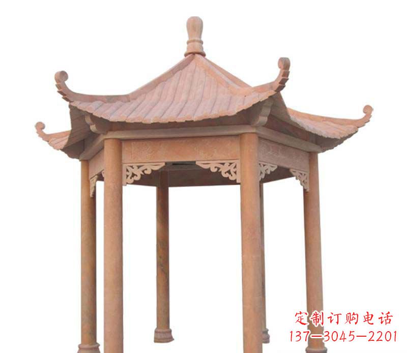 浙江大理石六角凉亭雕塑