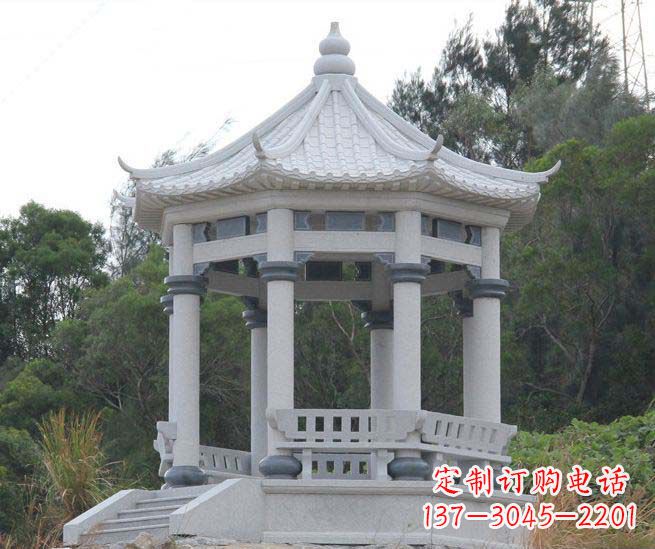 浙江大理石六角石雕凉亭营造舒适环境的完美体现
