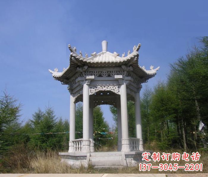 浙江精美大理石六角石凉亭雕塑