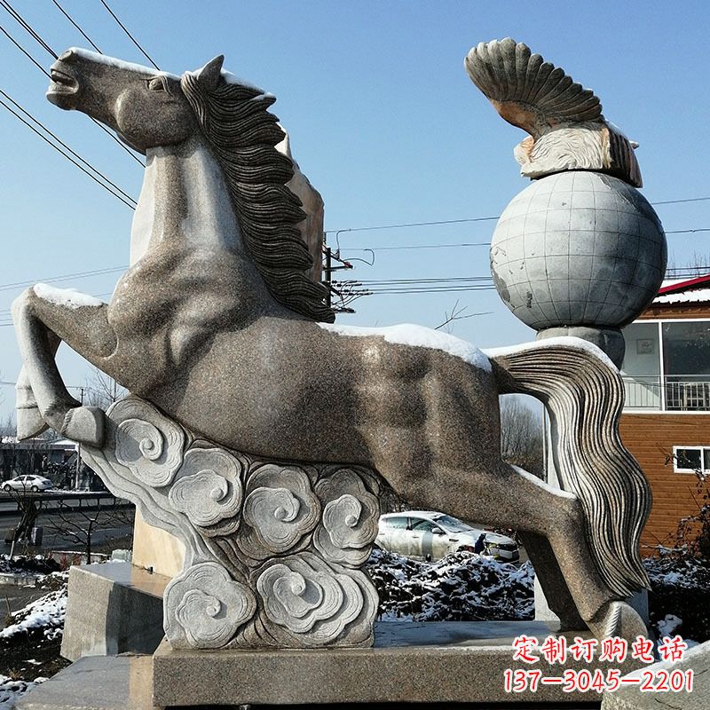 浙江大理石马踏祥云雕塑