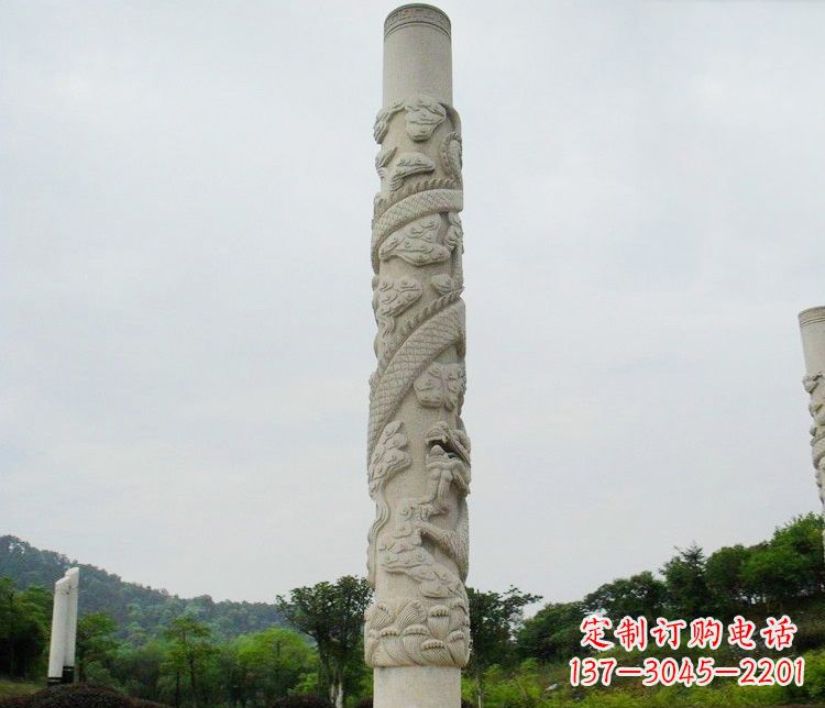 浙江大理石盘龙柱雕塑