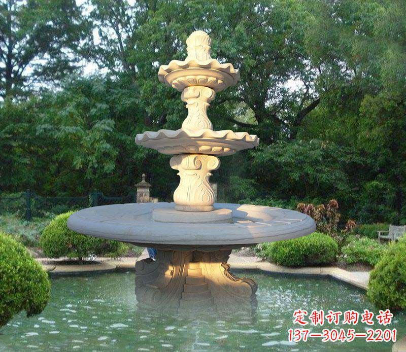浙江大理石三层喷泉雕塑