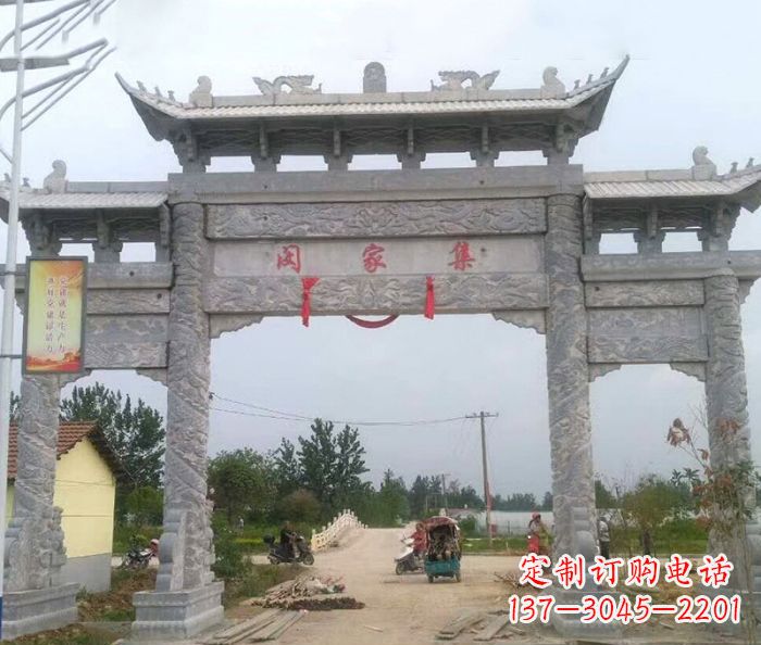 浙江精美大理石三门牌楼雕塑