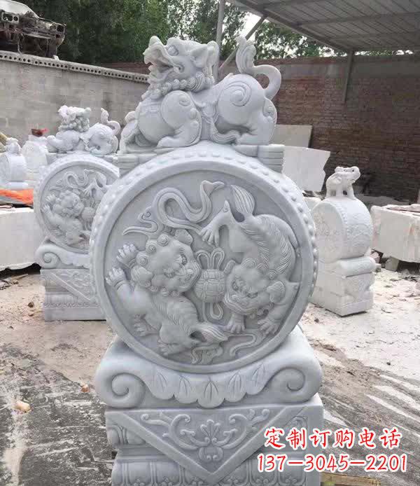 浙江大理石狮子抱鼓石雕塑