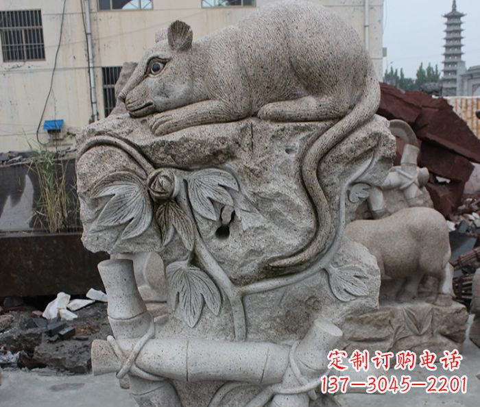 浙江大理石生肖鼠石雕