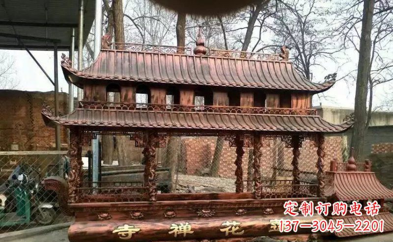 浙江方形寺庙香炉铜雕