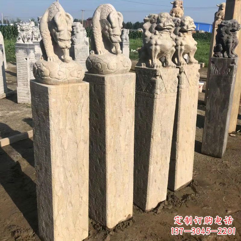 浙江仿古麒麟貔貅栓马柱