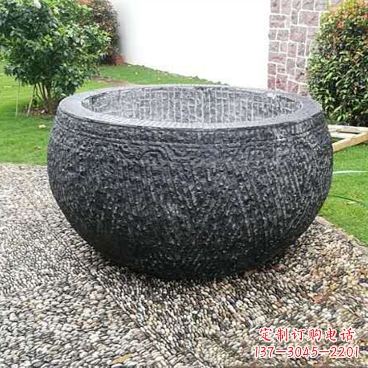 浙江仿古石雕水缸,精雕细琢别具一格