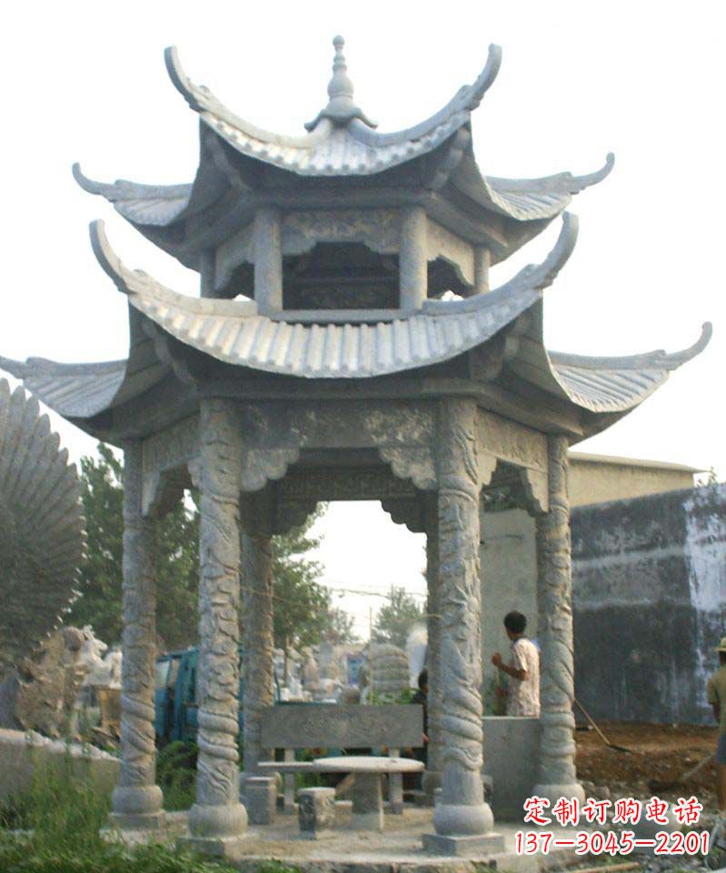 浙江传统工艺石雕凉亭,精美细致,给你温馨家园