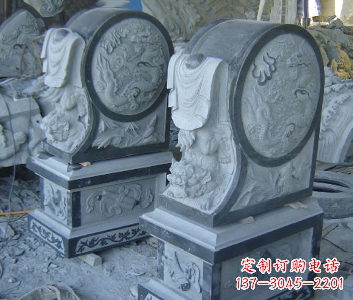 浙江仿古石门墩招财抱鼓石雕塑