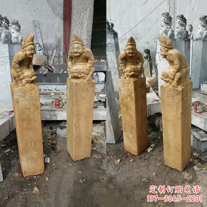 浙江经典仿古拴马桩雕塑