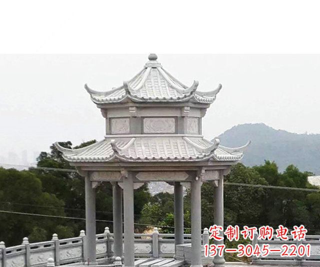 浙江仿古双层石雕凉亭