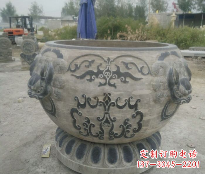 浙江仿古圆形水缸石雕