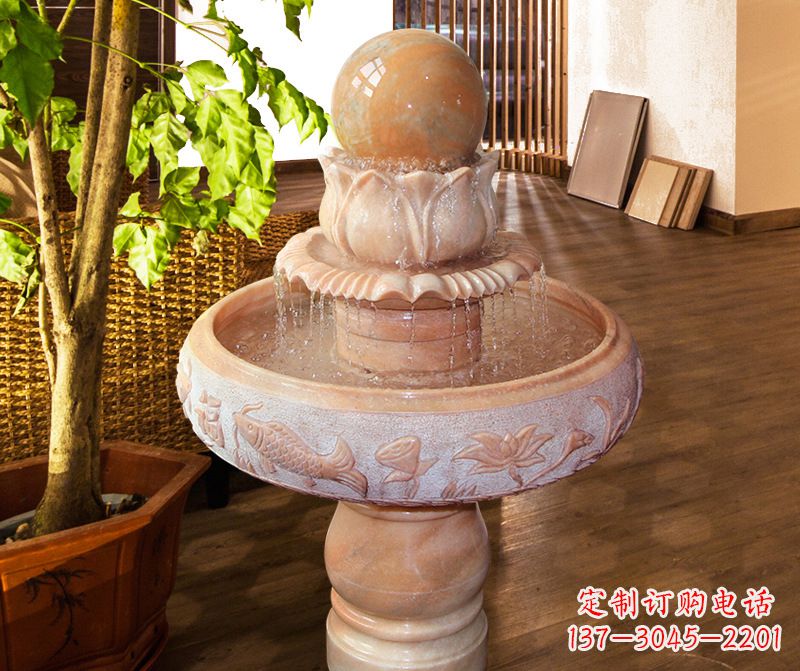 浙江浑然天成的风水球石雕