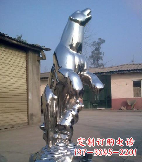 浙江公园不锈钢抽象北极熊动物雕塑