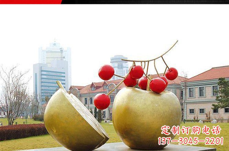 浙江公园不锈钢苹果樱桃雕塑