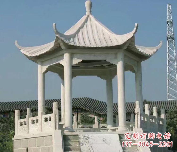 浙江极具视觉冲击力的大理石六角石凉亭雕塑