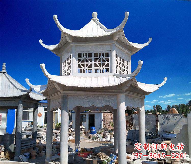 浙江大理石双层凉亭雕塑