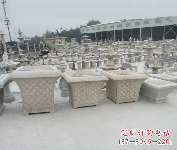 浙江优雅花盆大理石雕塑